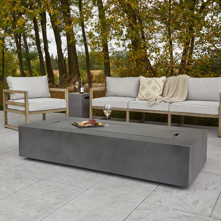 Real Flame Aegean Steel 70 in. Rectangle Fireplace
