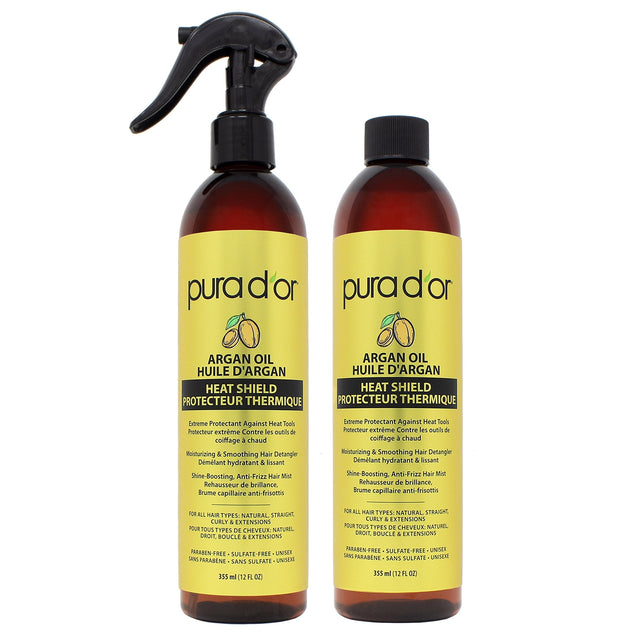 Pura D'Or Argan Oil Heat Shield Protectant Spray, 2 x 355 mL N6