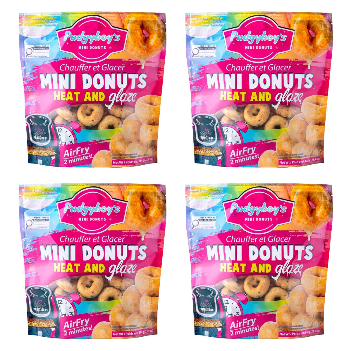 Pudgyboy’s Heat and Glaze Frozen Old Fashion Mini Donuts with Vanilla Glaze, 4-pack