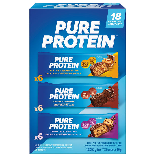Pure Protein, Protein Bars Variety Pack, 18 × 50 g M9