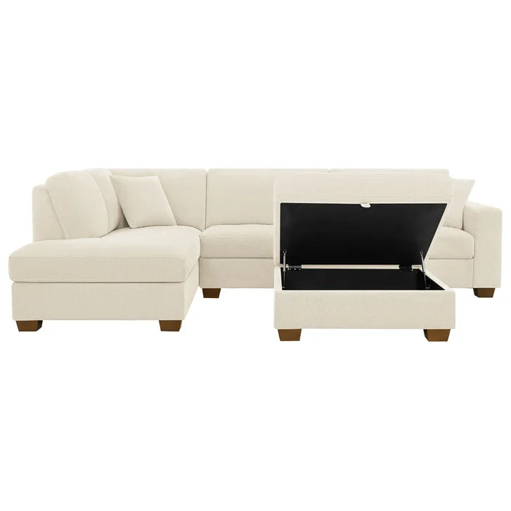Thomasville Miles 3-piece Left-hand Facing Fabric Sectional with Storage Ottoman