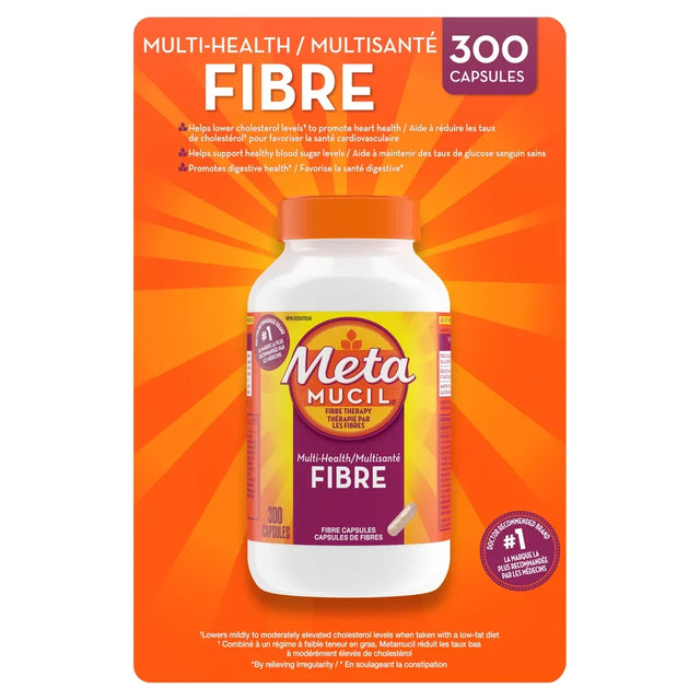 Metamucil 100% Natural Psyllium Husk Daily Fibre Supplement - 300 Capsules Z4