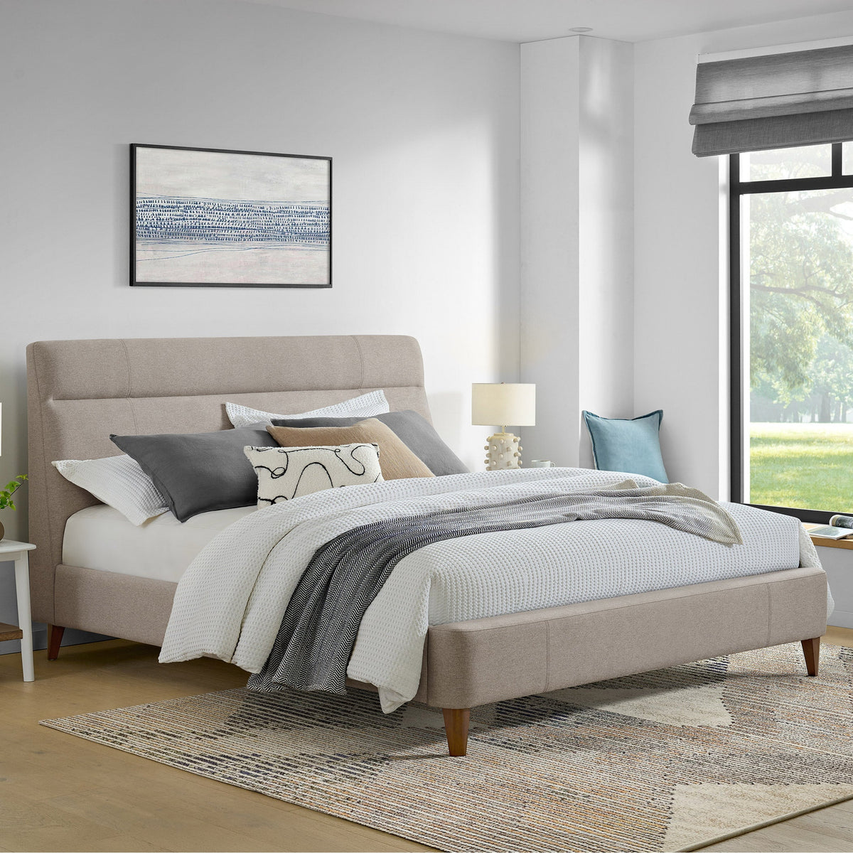 Eleanor Ridge Upholstered Bed - Grey