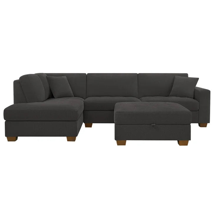 Thomasville Miles 3-piece Left-hand Facing Fabric Sectional with Storage Ottoman