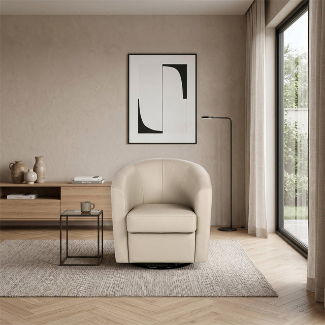 Essence Alma Leather Swivel Chair, Made in Italy L9