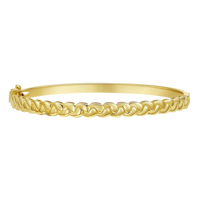 High Polish Woven Bangle Bracelet in Yellow Gold Q0