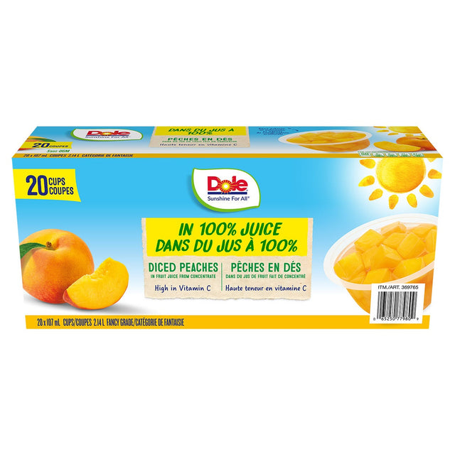 Dole Diced Peaches Cups, 107 mL, 20-pack C9