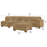 Thomasville Miles 3-piece Left-hand Facing Fabric Sectional with Storage Ottoman