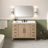 OVE Decors Codey Vanity in Sahara Birch Finish with Calacatta Quartz Countertop
