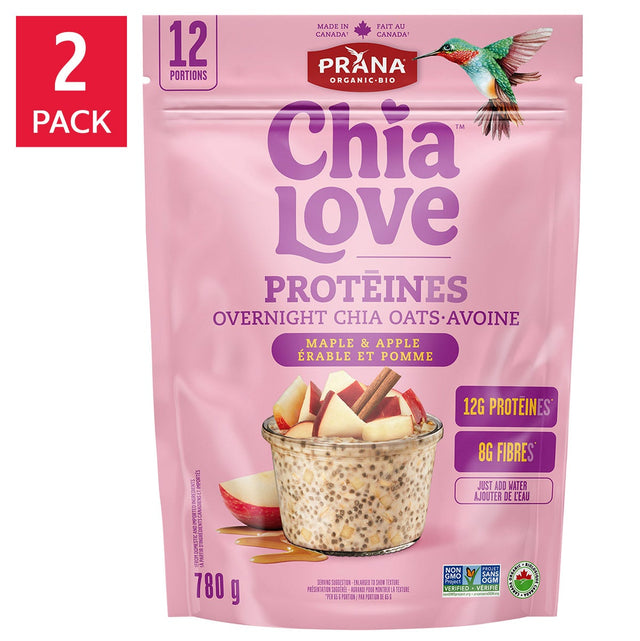 Prana Overnight Protein Chia Oats, 2 × 780 g Z2