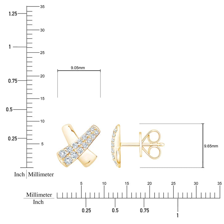 Round Brilliant Diamond X-Shaped Earrings (0.30 ctw)