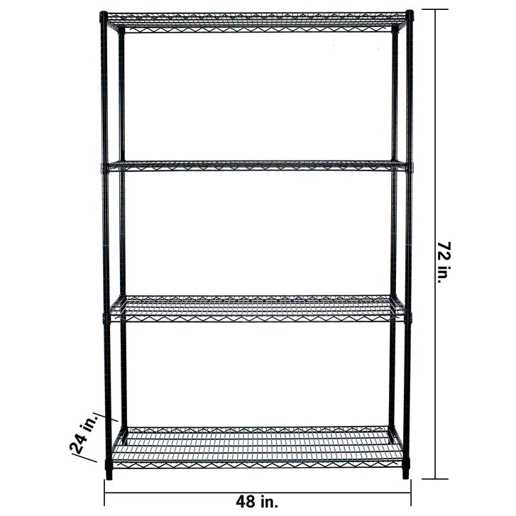 TRINITY 4-Tier NSF Black Shelving Rack