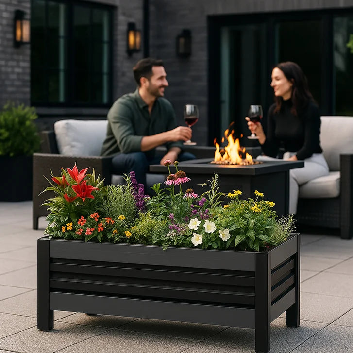 Grapevine Millhouse 37in Planter, Black