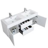 SERA CAPRI Glossy White Wall-Hung Vanity with Glossy White Polymarble Countertop