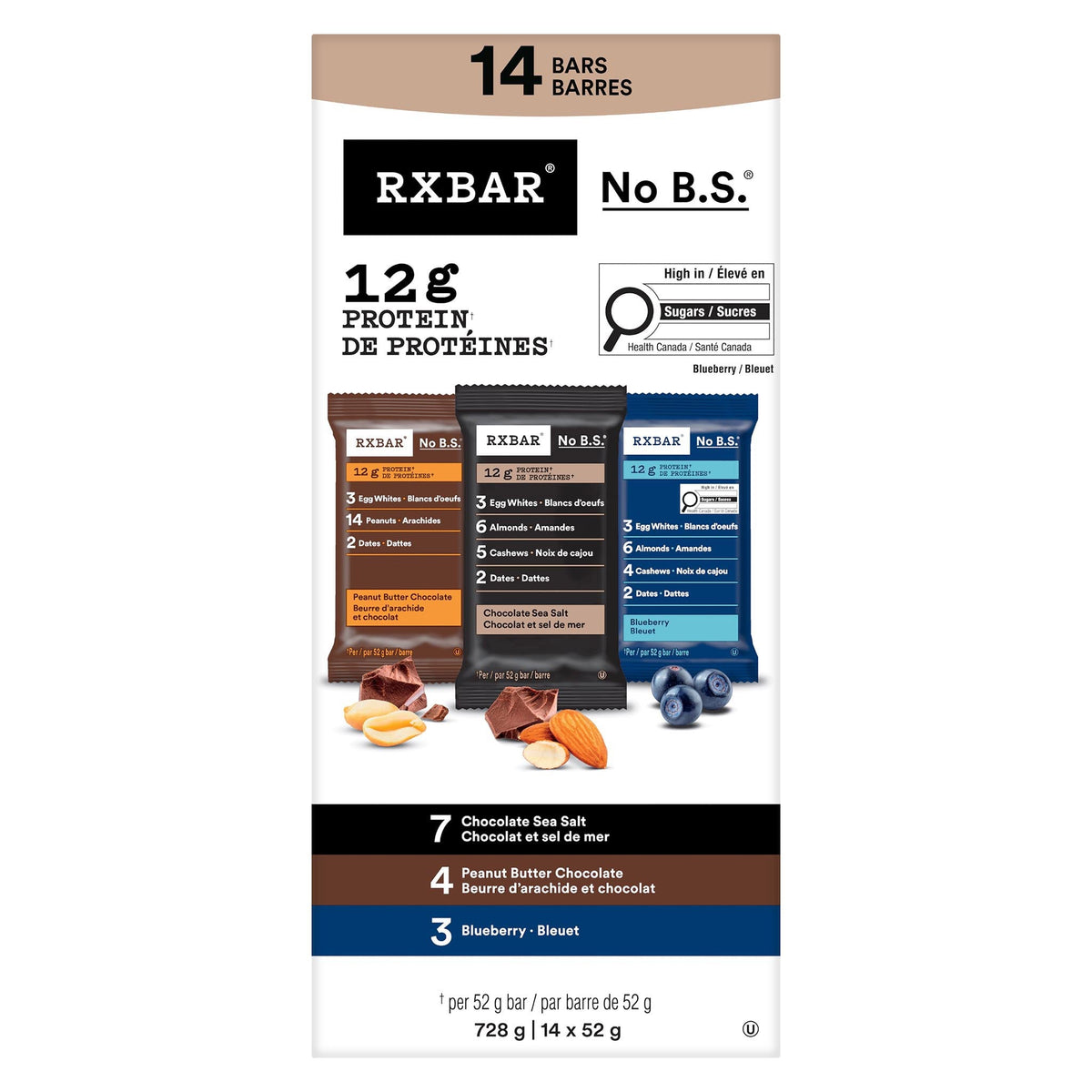 RXBAR Protein Bars Variety Pack, 14 x 52 g