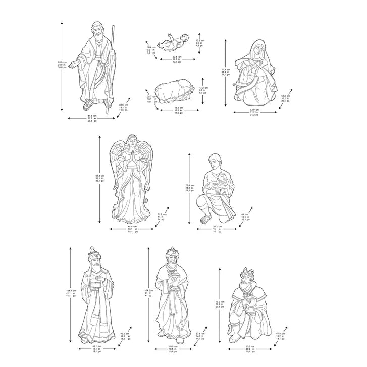 Set of 9 Christmas Nativity Scene Figures