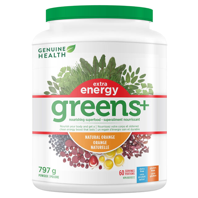 Genuine Health - Greens+ Extra Energy Natural Orange, 797 g O2