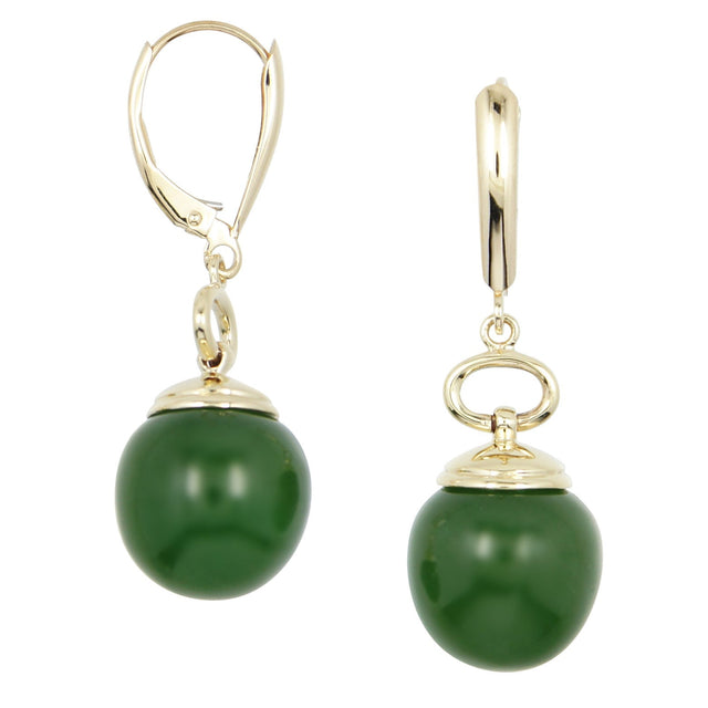 Oval Cut Nephrite Jade Dangle Earrings M3