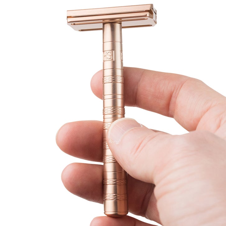 Henson AL13 Copper Aluminium Safety Razor with Stand