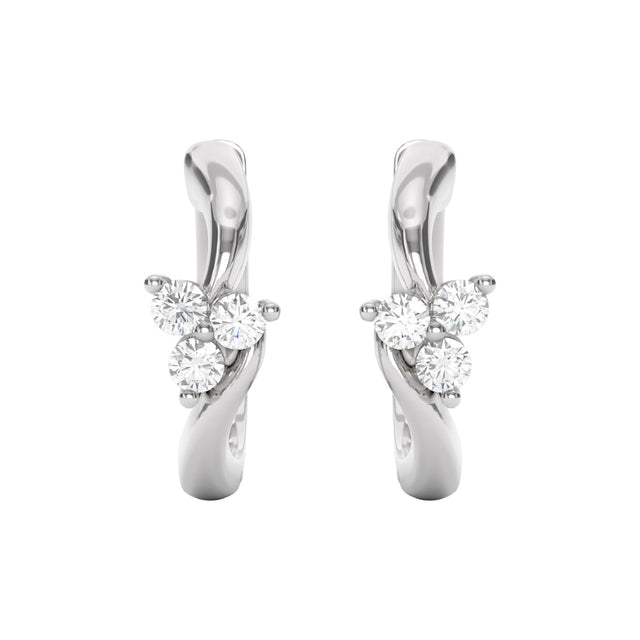 Round Brilliant Diamond Three Stone Hoop Earrings (0.20 ctw) Y7