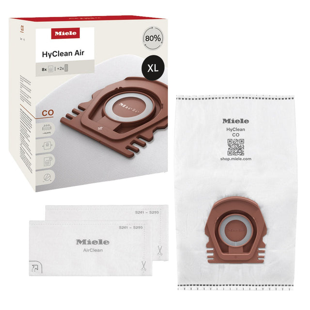 Miele HyClean Air CO Dustbags for Miele Guard M1 Canister Vacuum Cleaners, XL 8-pack F3