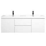 SERA CAPRI Glossy White Wall-Hung Vanity with Glossy White Polymarble Countertop