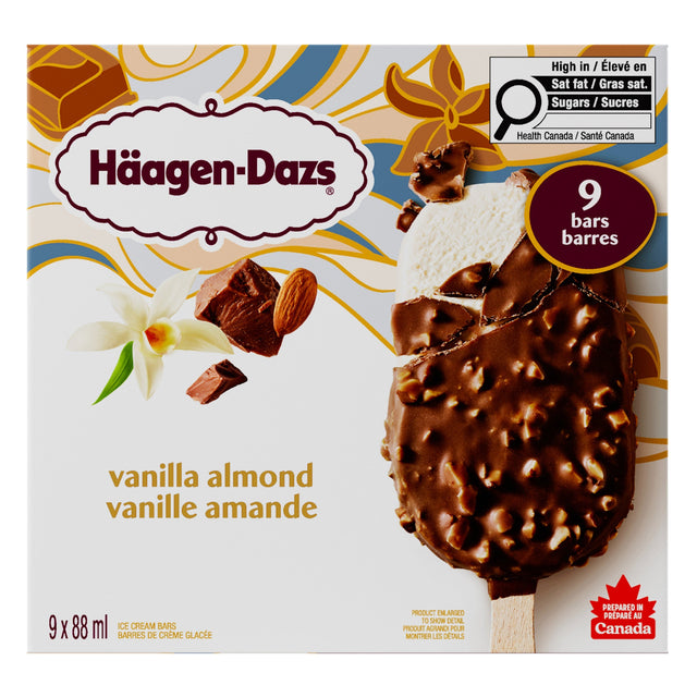 Häagen-Dazs Almond Vanilla Ice Cream Bars, 9 x 88 mL B0
