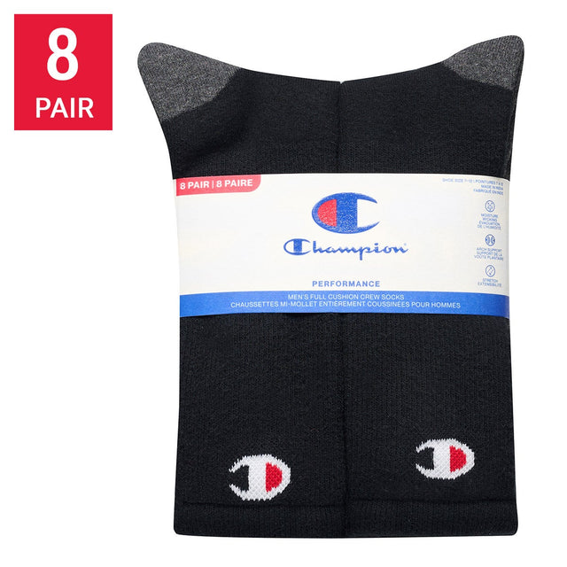 Champion Men's Crew Socks, 8-pack W7