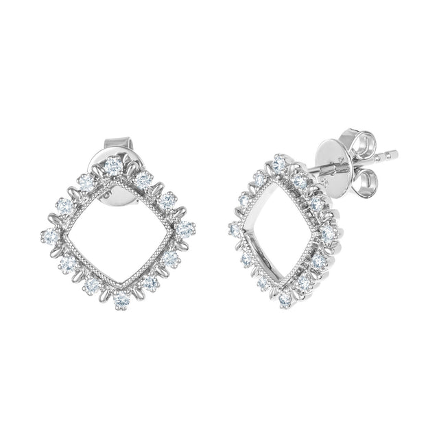 Round Brilliant Diamond Open Cushion Shaped Earrings (0.25 ctw) N5