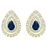 Pear Cut Blue Sapphire and Diamond Earrings (0.70 ctw)