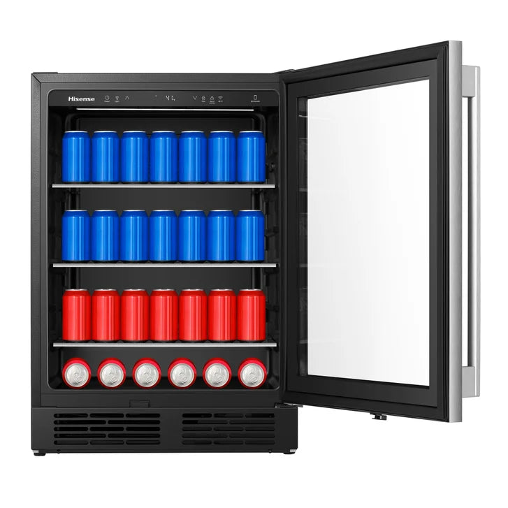 Hisense 5.4 cu. ft. 164-can Stainless Steel Built-in or Freestanding Beverage Center with Wi-Fi Connectivity