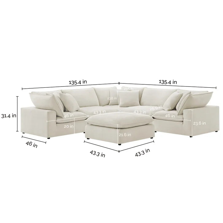 Aiden & Ivy Sereen 6-piece Fabric Sectional