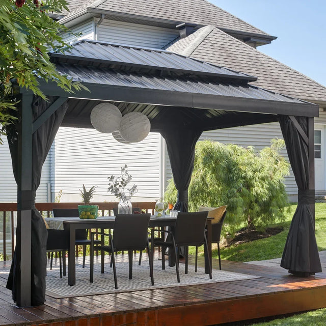 Sojag Alma 10 ft. x 14 ft. Gazebo with Mosquito Netting and Curtains U2