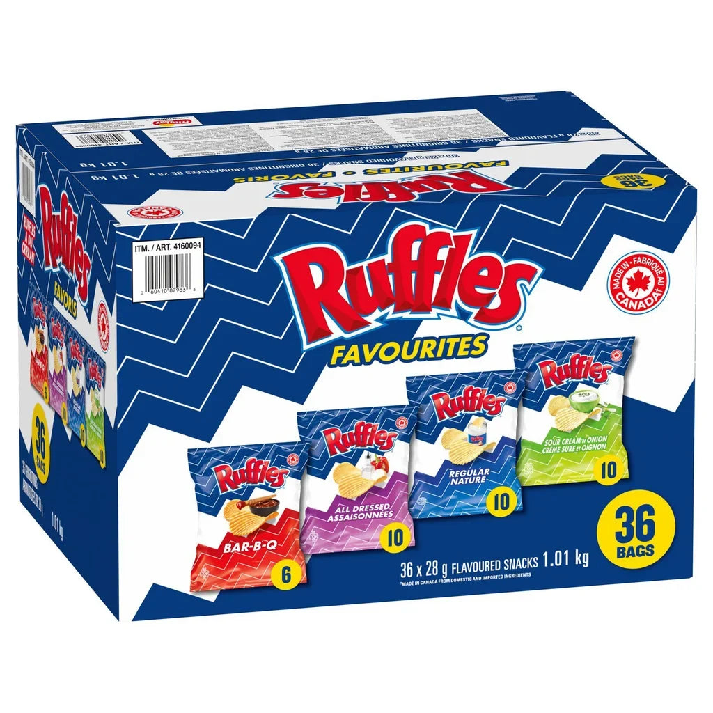 Ruffles Potato Chips Variety Pack, 36 × 28 g
