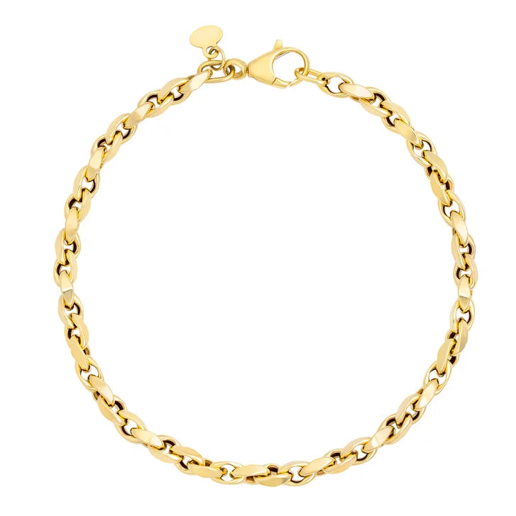 Diamond Cut Twisted Link Bracelet in Yellow Gold