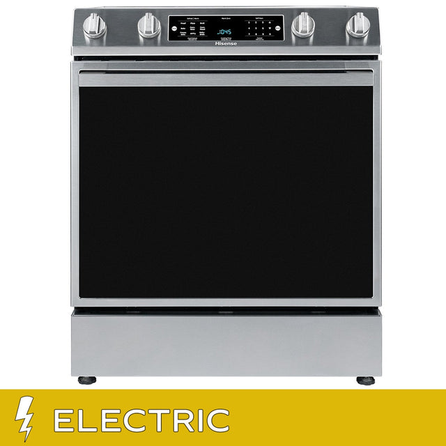 Hisense 30 in. 5.8 cu ft Stainless Steel Electric Slide-In Range with Air Fry and True Convection F8