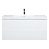 SERA CAPRI Glossy White Wall-Hung Vanity with Glossy White Polymarble Countertop