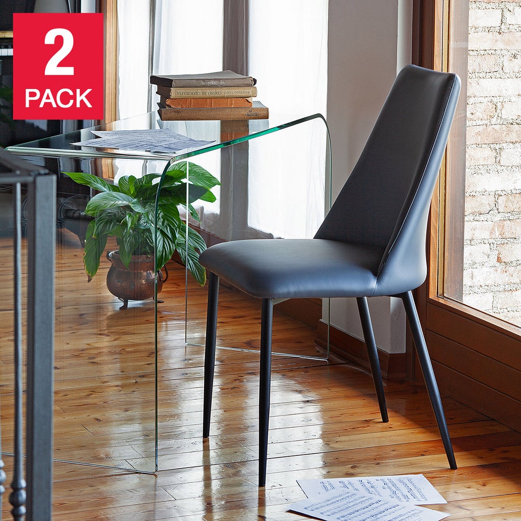Peressini Flore Grey Dining Chair with Black Metal Frame, 2-pack, Made in Italy