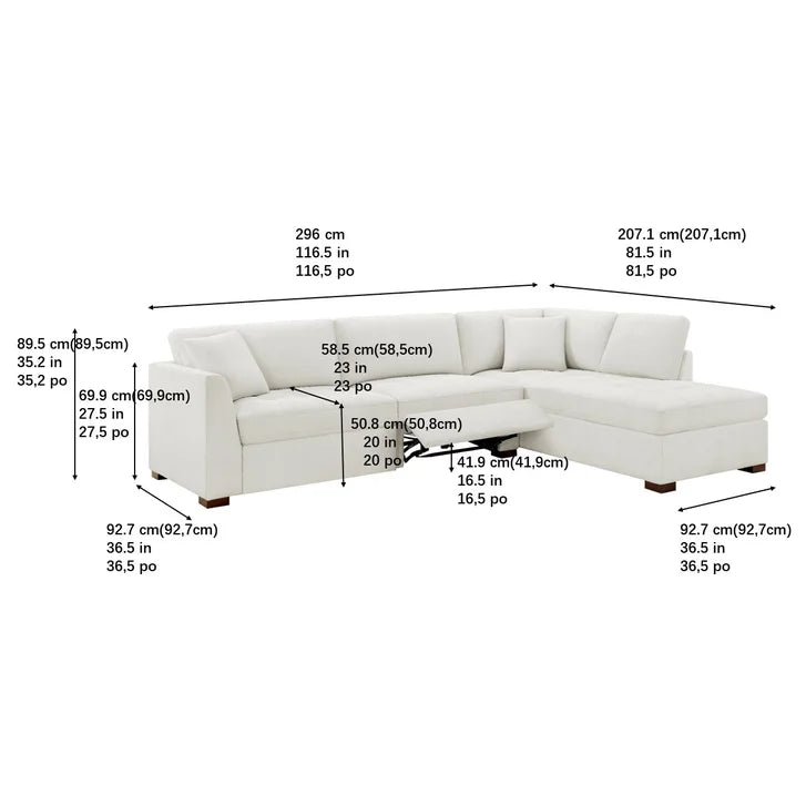 Thomasville Miles 2-piece Fabric Right-hand Facing Sectional with Power Footrests