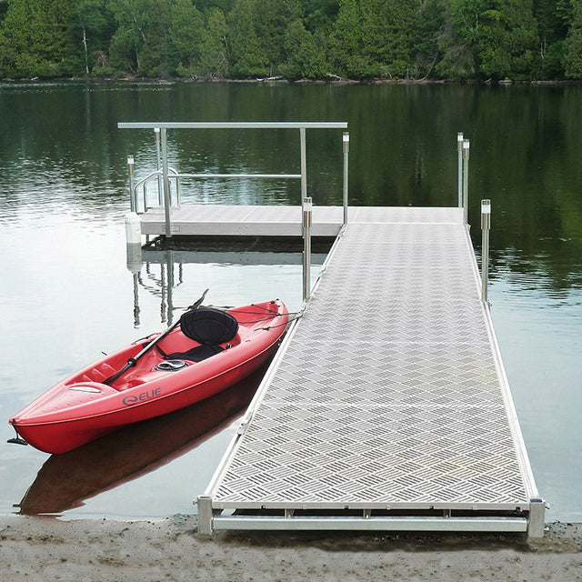 Multinautic QP-427D 1.3 m x 3.66 m (4.25 ft. x 12 ft.) Aluminum Stationary Dock Kit with Plastic Decking X4