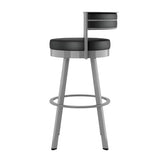 Amisco Browser Grey Frame with Black seat Bar or Counter Stool