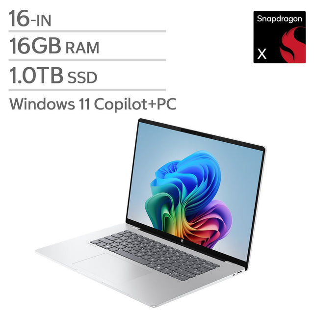 HP OmniBook 5 16-in OLED Copilot+ Laptop, Snapdragon X X1-26-100, 16GB RAM, 1 TB SSD Q7