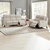 Prospera Home Malibu Modern Top Grain Leather Power Reclining Sofa and Loveseat with Power Headrest
