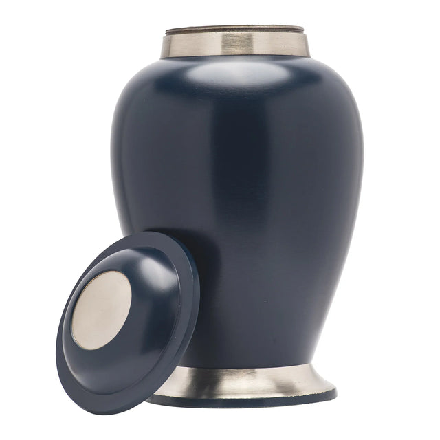 Walker Caskets Navy Brass Urn with Pewter Finish H9