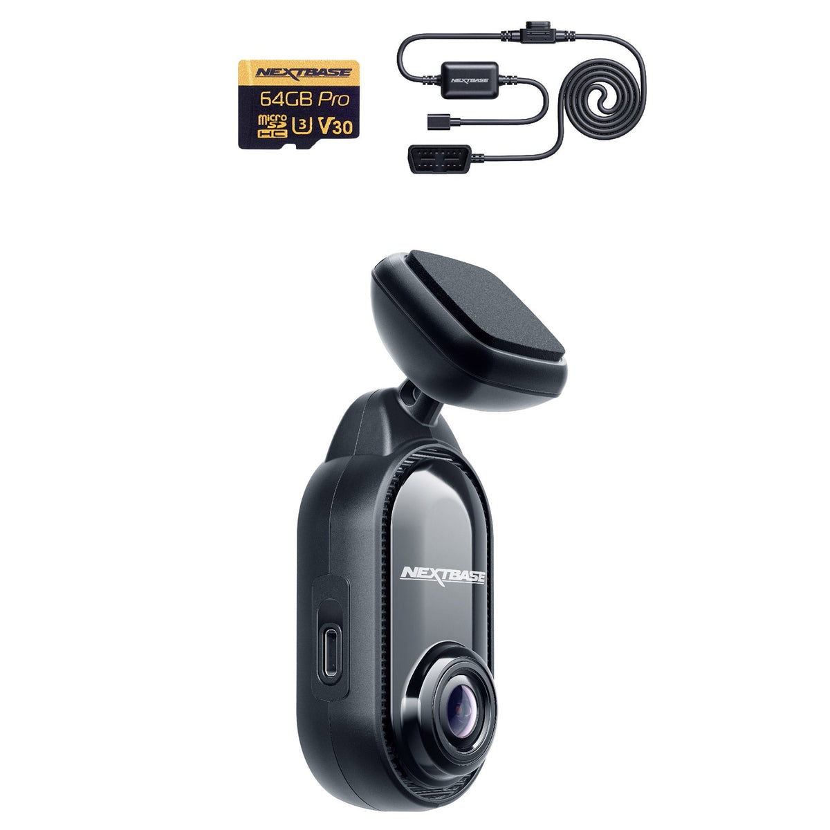 Nextbase Piqo 1K Dashcam with Bonus 64GB MicroSD Card and Piqo Quick Connect Cable