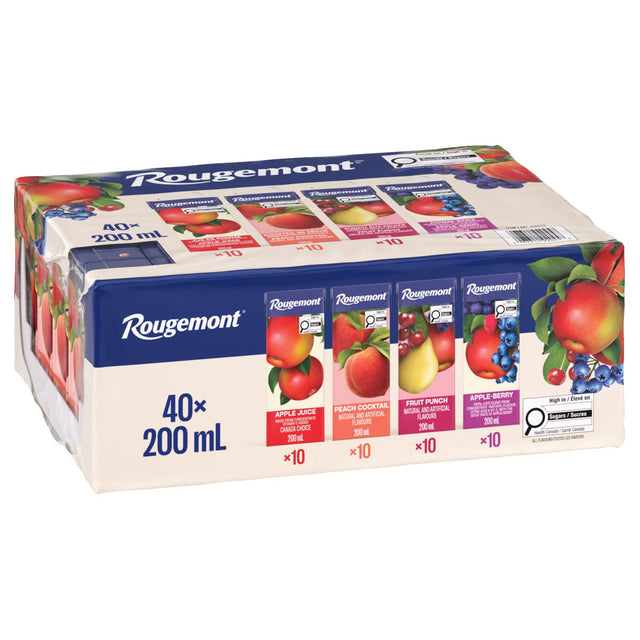 Rougemont 100% Juices and Cocktails, Assorted Flavours, 40 x 200 mL Z1