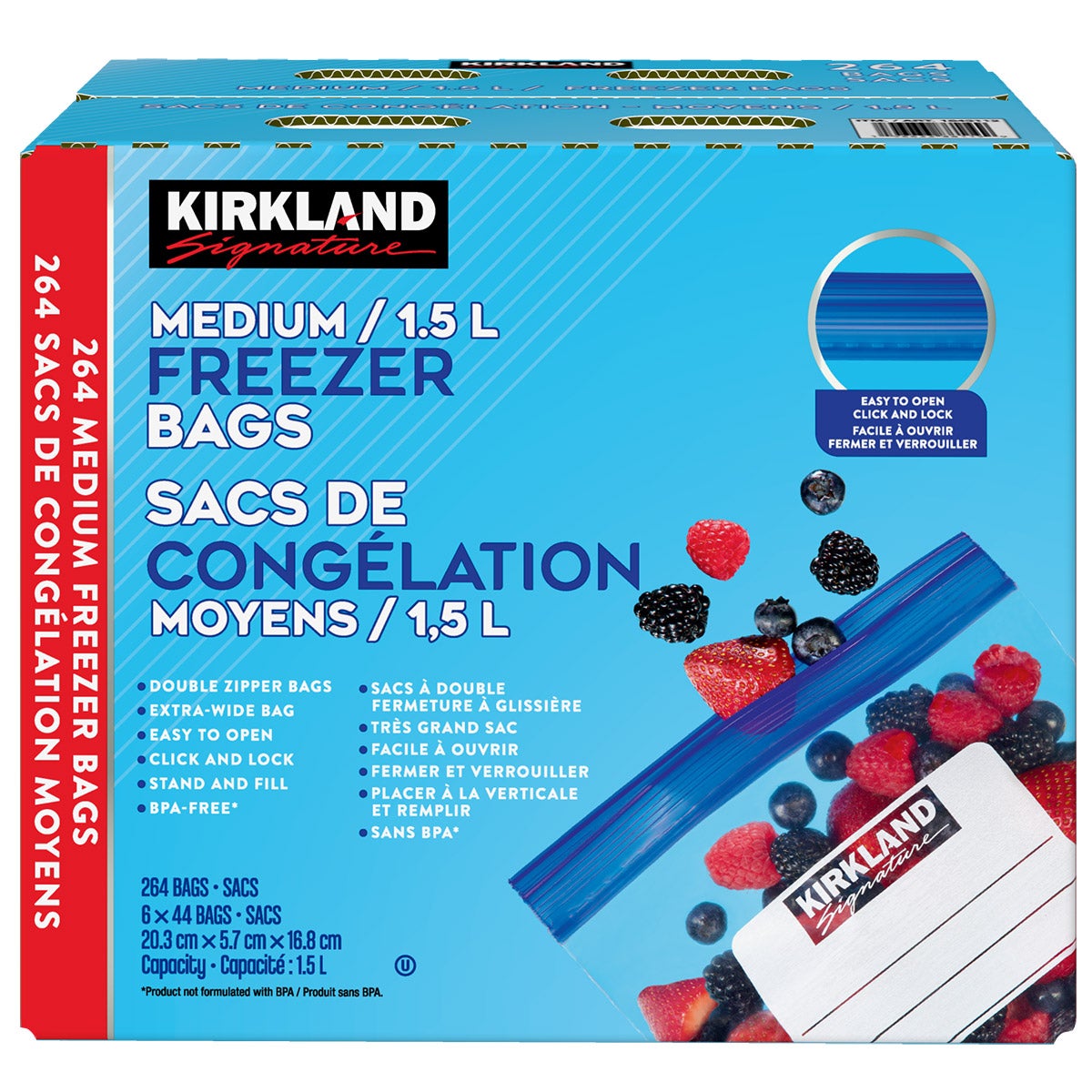 Kirkland Signature Medium Freezer Bags, 264-count