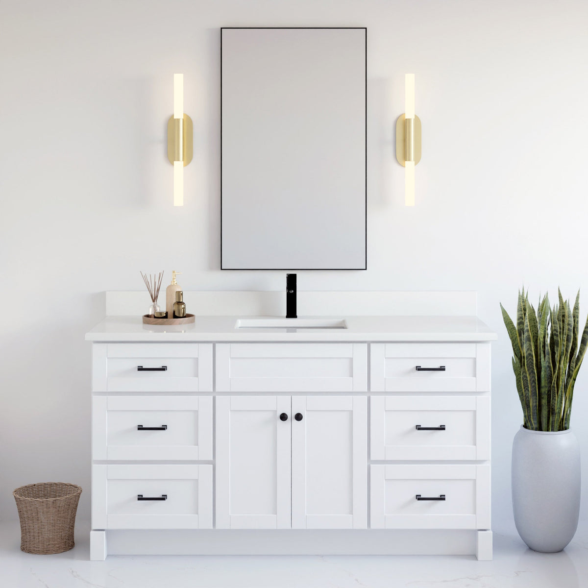 VanGo Willow Vanity in White with Quartz Countertop