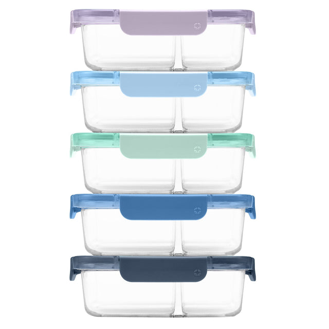 Ello Colour Lock Divided Glass Meal Prep Set, 10-piece O4