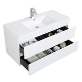 SERA CAPRI Glossy White Wall-Hung Vanity with Glossy White Polymarble Countertop